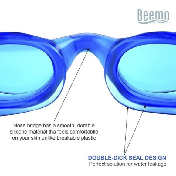 BEEMO Swimming Goggles for Kids/Early Teens Leak Resistant Adjustable-ClearWhite - Picture 4 of 5